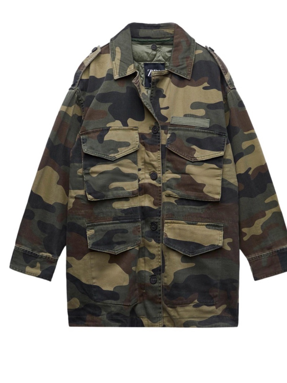 Zara Women's Camo Military Utility Jacket - Olive Green